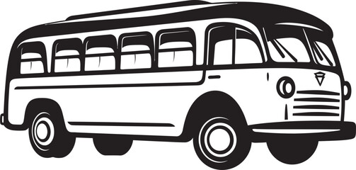 Bus Mystery Black Vector Emblem Classic Commute Black Vector Logo