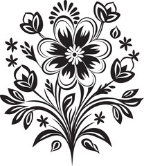 Playful Petals Doodle Vector Symbol Botanical Scribbles Monochrome Logo Design