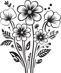 Doodle Garden Black Vector Emblem Blossom Sketches Doodle Flower Icon