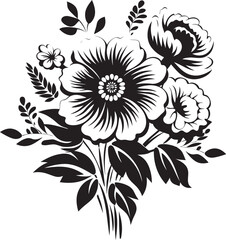 Intricate Bouquet Sketch Black Logo Modern Garden Blooms Monochrome Design