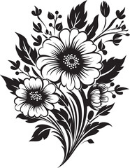 Artistic Petals Black Vector Design Charming Bouquet Sketch Monochrome Icon