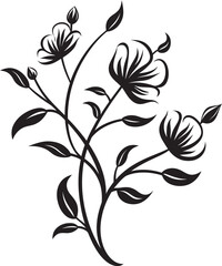 Wine and Blossom Design Black Icon Elegant Floral Wine Monochrome Emblem