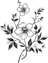 Botanical Vine Elegance Monochrome Design Vineyard Blossoms Black Wine Emblem
