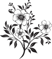 Fototapeta premium Blossom and Wine Black Emblem Vineyard Elegance Monochrome Icon
