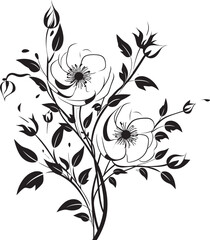 Vineyard Charm Black Floral Symbol Floral Wine Symphony Monochrome Emblem