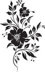 Floral Wine Sketch Monochrome Design Wine and Blossom Essence Black Icon