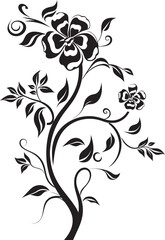 Wine infused Blooms Black Icon Floral Vine Artistry Monochrome Emblem