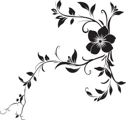 Floral Branch Symphony Black Emblem Wine and Bouquet Essence Monochrome Logo