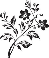 Fototapeta premium Vineyard Blooms Black Floral Icon Floral Wine Sketch Monochrome Emblem