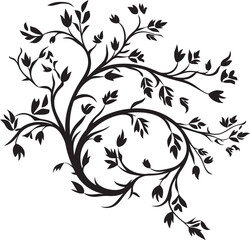 Obraz premium Wine Branch Sketch Black Logo Floral Wine Symphony Monochrome Symbol