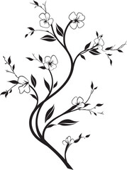 Wine Branch Illustration Black Logo Floral Vine Artistry Monochrome Symbol