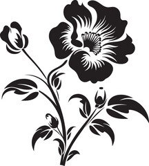 Simple Petal Sketch Black Design Emblem Solid Floral Contour Monochrome Vector Design