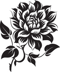 Minimalist Floral Framework Monochrome Emblem Bold Petal Sketch Black Vector Symbol