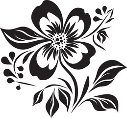 Thickened Floral Sketch Black Iconic Emblem Minimalist Petal Framework Monochrome Emblematic Logo