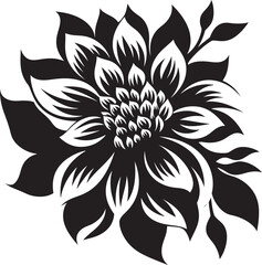 Simplistic Bloom Sketch Monochrome Iconic Emblem Robust Flower Boundary Black Iconic Symbol