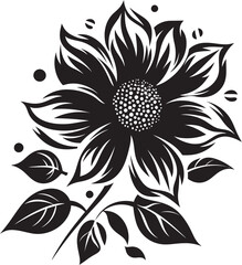 Thickened Blossom Framework Monochrome Emblem Simple Floral Outline Black Design Icon