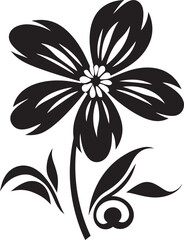 Bold Bloom Framework Black Vector Symbol Simplistic Floral Sketch Monochrome Iconic Design