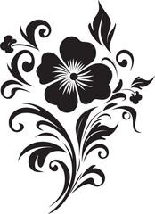 Thickened Bloom Structure Black Symbolic Icon Minimalist Petal Sketch Monochrome Emblematic Logo