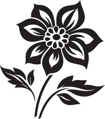 Bold Bloom Structure Monochrome Vector Frame Simplistic Petal Framework Black Iconic Emblem