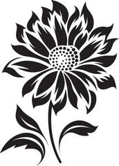 Simplistic Blossom Outline Monochrome Iconic Design Robust Flower Boundary Black Iconic Emblem