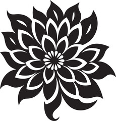 Thickened Blossom Frame Black Symbolic Design Basic Floral Contour Monochrome Vector Sketch