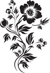Bold Petal Framework Black Vector Icon Minimalist Bloom Structure Monochrome Emblematic Design