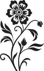 Robust Flower Boundary Black Design Sketch Thickened Petal Contour Monochrome Vector Icon