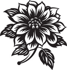 Thickened Flower Contour Black Iconic Frame Minimalist Floral Framework Monochrome Emblem