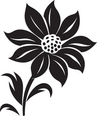 Bold Petal Sketch Black Vector Symbol Simplistic Blossom Outline Monochrome Iconic Design