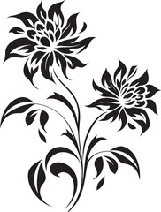 Solid Petal Boundary Monochrome Emblematic Vector Intricate Bloom Outline Black Symbolic Design