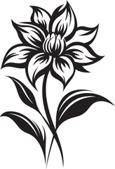 Minimalist Bloom Boundary Monochrome Vector Sketch Bold Floral Outline Black Iconic Logo