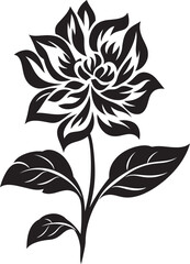 Thickened Blossom Boundary Monochrome Iconic Emblem Simple Petal Sketch Black Design Emblem
