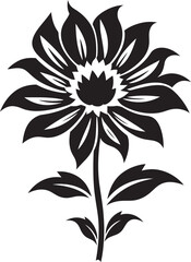 Solid Petal Boundary Monochrome Emblematic Vector Intricate Bloom Outline Black Symbolic Design