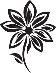 Fototapeta premium Simplified Blossom Outline Monochrome Iconic Design Robust Flower Boundary Black Iconic Emblem