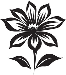 Robust Flower Boundary Black Iconic Emblem Thickened Bloom Contour Monochrome Vector Icon
