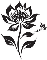 Bold Bloom Framework Black Vectorized Symbol Simplistic Floral Sketch Monochrome Iconic Icon