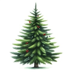 Fototapeta premium green Christmas tree watercolor paint for x-mas card decor