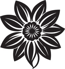 Simple Petal Framework Monochrome Icon Outlined Blossom Black Vector Symbol