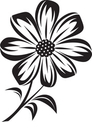 Simple Petal Sketch Monochrome Symbol Outlined Blossom Black Vector Icon