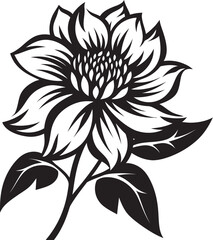 Floral Framework Black Vector Design Simple Bloom Contour Monochrome Logo