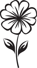 Handcrafted Floral Icon Monochrome Hand Drawn Design Playful Freehand Blossom Black Emblematic Sketch