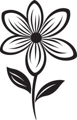 Scribbled Floral Emblem Monochrome Vectorized Icon Artisanal Bloom Sketch Black Hand Drawn Design