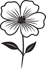 Whimsical Petal Doodle Black Designated Icon Artistic Bloom Gesture Hand Drawn Monochrome Emblem