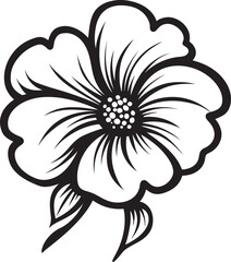 Scribbled Hand Drawn Blossom Black Emblem Icon Expressive Floral Doodle Monochrome Designated Symbol