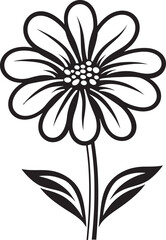 Whimsical Flower Emblem Black Hand Drawn Design Artisanal Floral Sketch Hand Drawn Vector Emblem