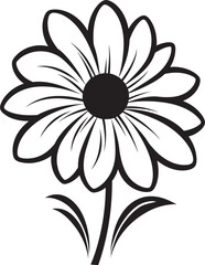 Freehand Petal Sketch Monochrome Designated Symbol Whimsical Flower Emblem Black Hand Drawn Design