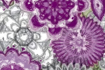 Oil painting and various flowers, chrysanthemums, beautiful wedding illustrations