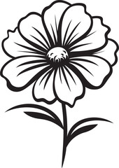 Artisanal Bloom Sketch Black Hand Drawn Logo Handcrafted Petal Gesture Monochrome Vector Design
