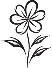 Whimsical Floral Design Hand Drawn Emblematic Icon Artisanal Bloom Sketch Black Hand Drawn Logo