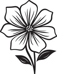 Whimsical Floral Gesture Black Designated Logo Handcrafted Bloom Outline Monochrome Vector Emblem